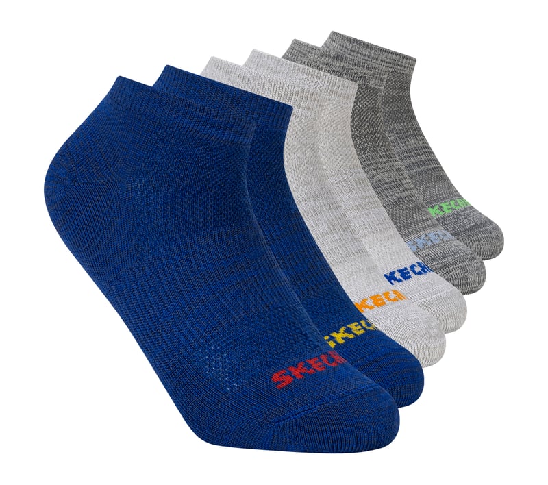 6 Pack Low Cut Non Terry Socks, BLUE  /  GRAY, fullimage number 0