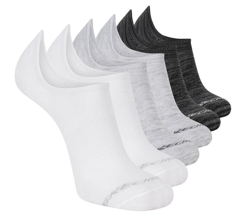 6 Pack Men's Sneaker Liner Socks, WHITE / BLACK, fullimage number 0
