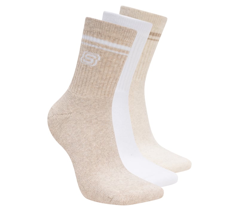 3 Pack Women's Low Crew Varsity Socks, SAND, fullimage number 0