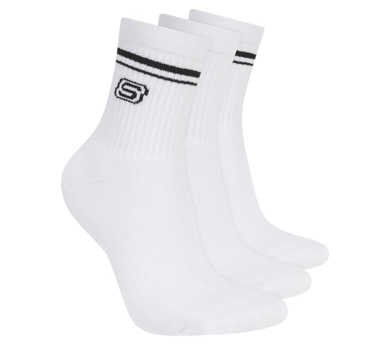 3 Pack Women's Low Crew Varsity Socks, WHT, fullimage number 0