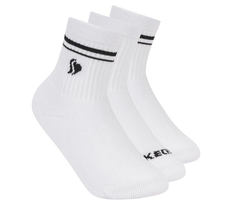 3 Pack Girls' Low Crew Ribbed Socks, WHITE, fullimage number 0