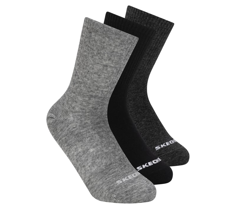 3 Pack Boys' Crew Cotton Socks, GRAY, fullimage number 0