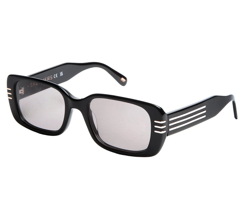 Elevated Rectangle 3 Line Sunglasses, BLACK, fullimage number 0