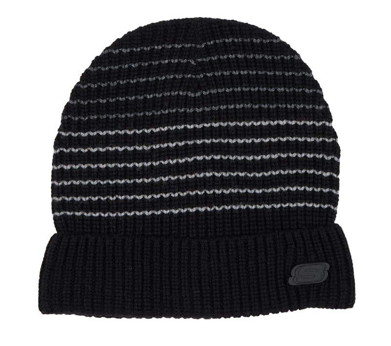 Striped Beanie, BLACK, fullimage number 0