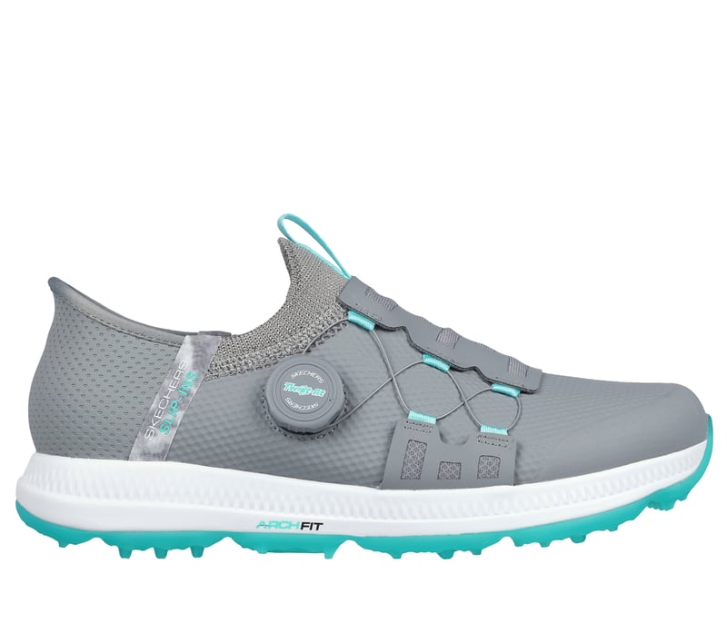 Skechers Slip-ins Waterproof: GO GOLF Elite 5 - Slip 'In - GRAY / AQUA