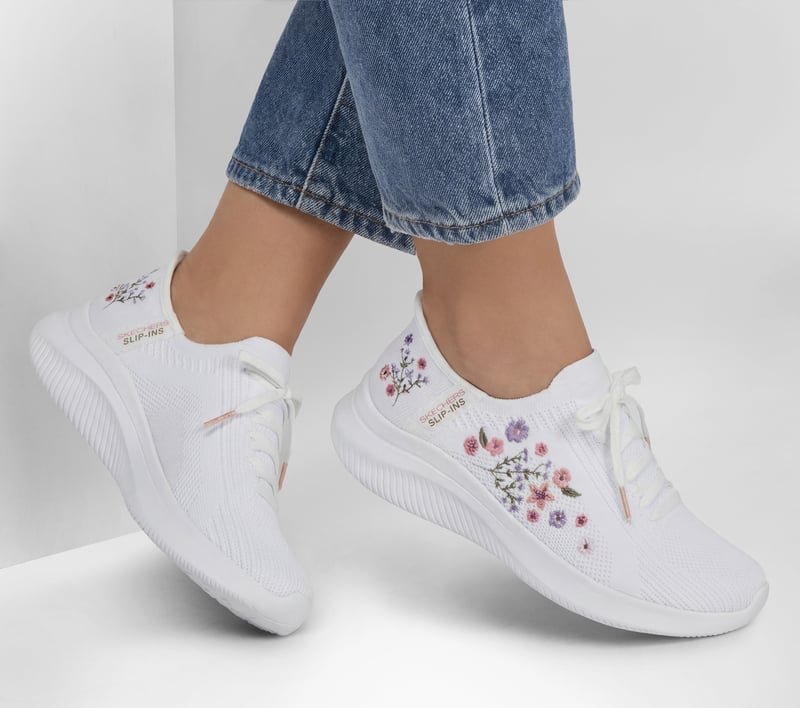 ステラルー Skechers Slip-ins: Ultra Flex 4.0 - Sweet Petals - WHITE