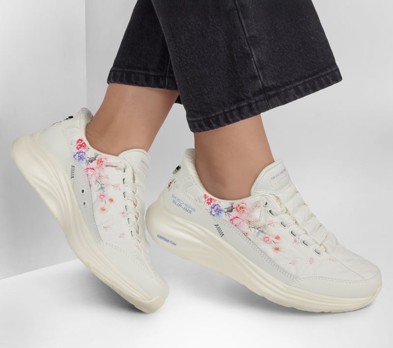 Skechers Slip-ins: Contour Foam - Cozy Fit Gentle Bloom - WHITE
