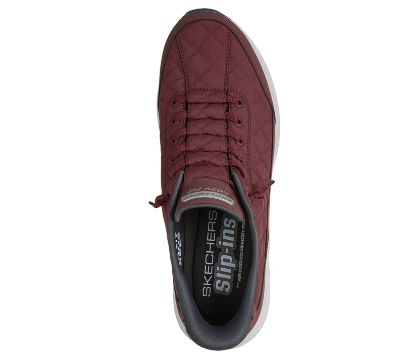 チャーミー Skechers Slip-ins: Contour Foam - Cozy Fit - BURGUNDY