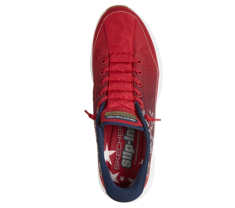 チャーミー Skechers Slip-ins: Contour Foam - Cozy Fit America - RED / NAVY