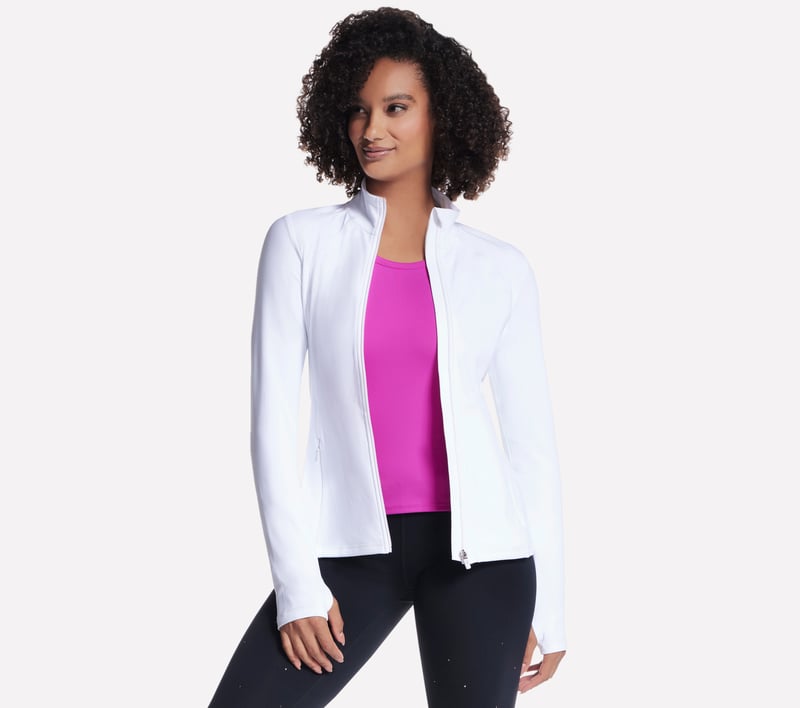 スケッチャーズ SKECHERS GoWalk Jacket Scoop Hem レディース Sweaters Bright White Women's SKECHERS GoWalk Jacket Scoop Hem | Zappos.com