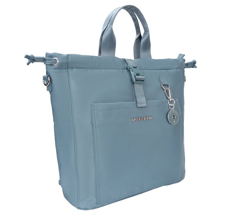 Convertible Backpack Buckle Bag - LIGHT GRAY / TURQUOISE