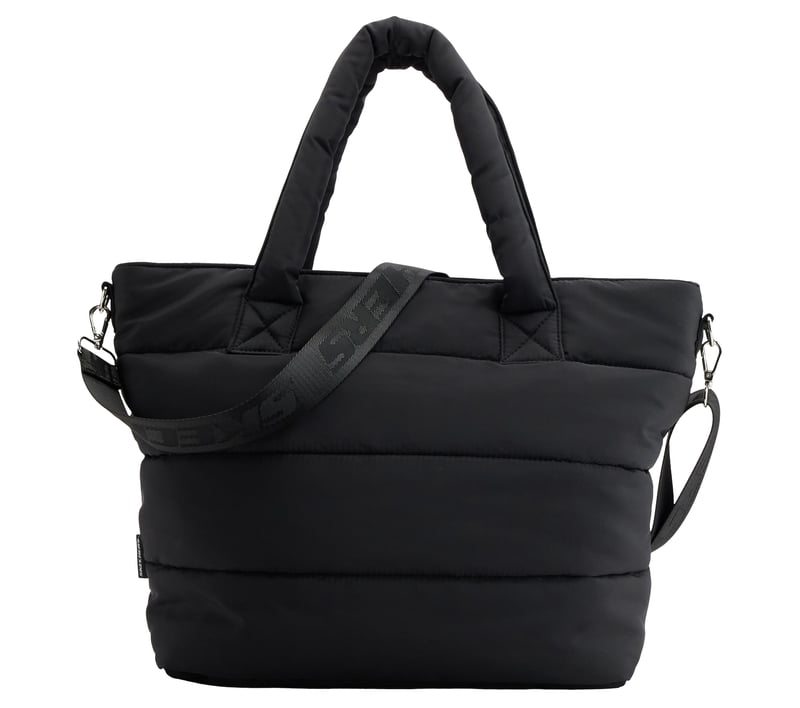 Quilted Tote Bag - BLACK