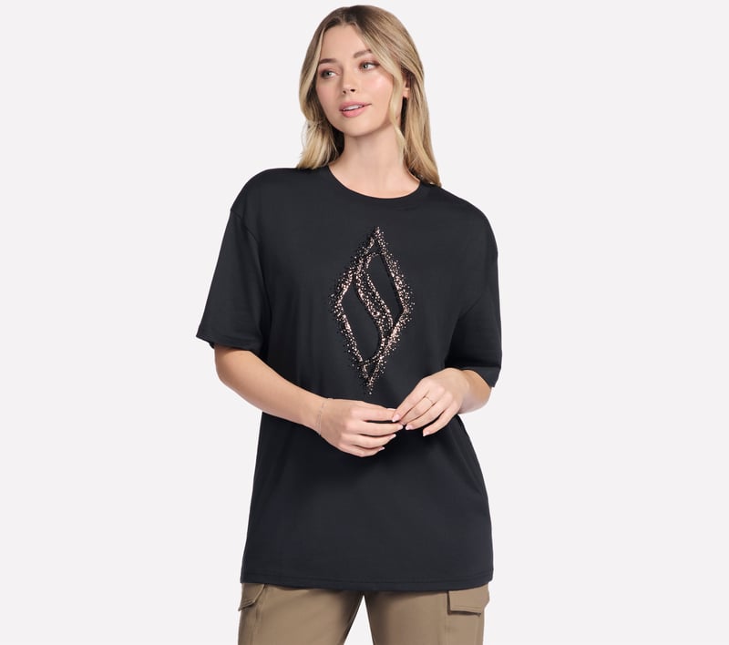 Gold Splatter Diamond Short Sleeve Tee | SKECHERS PT