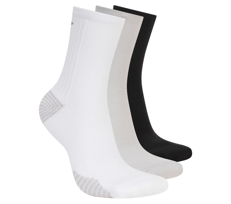3 Pack Women's Half Terry Low Crew Socks - WHITE / GRAY
