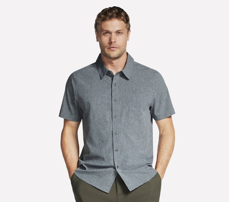 The GO WALK Air Short Sleeve Shirt, NERO / CARBONE, fullimage number 0