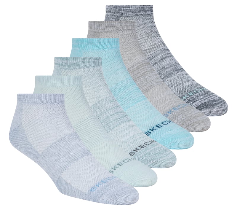 6 Pack Low Cut Sport Stripe Socks, BLEU / TURQUOISE, fullimage number 0