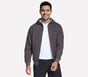 Skechers Max Soft Hooded Jacket, BLACK / CHARCOAL, full image number 2