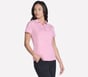 Short Sleeve On The Green Striped Polo, WHITE / NEON PINK, full image number 2