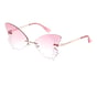 Rimless Butterfly Sunglasses, PINK, full image number 0