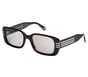 Elevated Rectangle 3 Line Sunglasses, BLACK, full image number 0