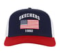 Skechers Accessories USA Flag Trucker Hat, RED / NAVY, full image number 2