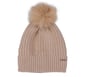 Metallic Ribbed Beanie Hat, TAN, full image number 0