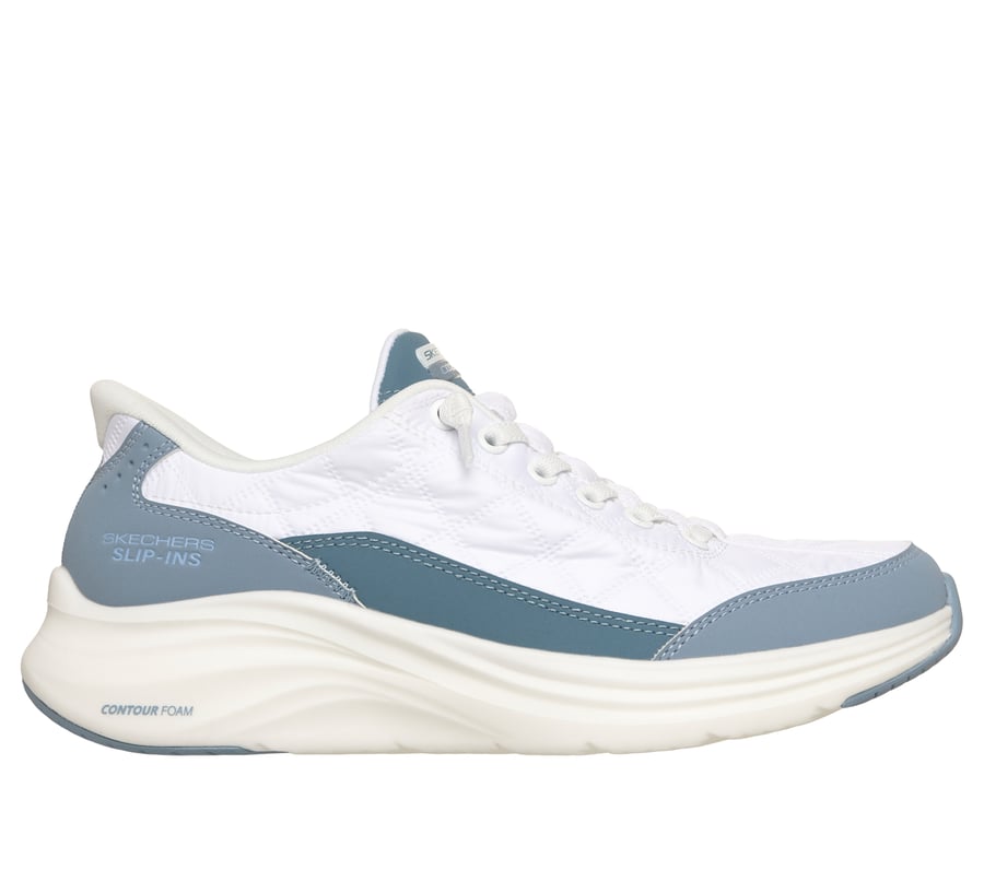 スケッチャーズ スリップインズ：コンツアーフォーム - コージーフィット, ホワイト/ライトブルー, fullimage number 0