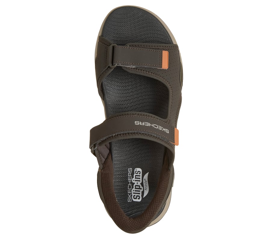Skechers Go Walk Arch Fit Sandals Men Size 12 Black Orange Skechers Go Walk Arch Fit Mission Cushioned Strap Sandals  main image 4
