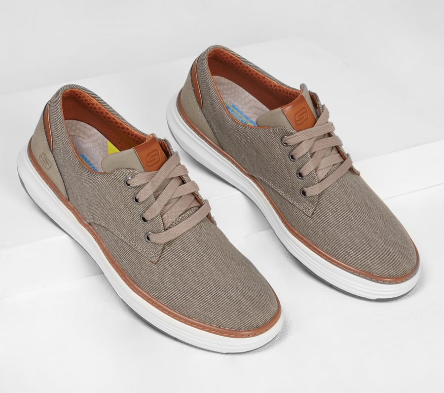 SKECHERS Moreno Lace up Casual Shoes Taupe : 14 D - Medium, Canvas Skechers Moreno-Ederson Casual Sneakers for Men, Lace-Up  main image 2