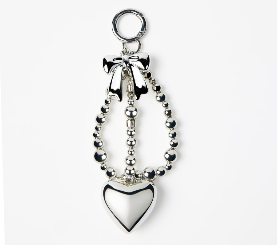 Silver Heart Bag Charm, SILVER, fullimage number 0