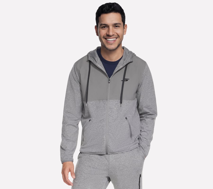 SKECH-KNITS Ultra Go Weekend Full Zip Hoodie, LIGHT GRAY, fullimage number 0