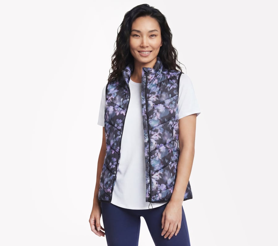 Cozy Fit Printed Vest, BLACK / WHITE / PURPLE, fullimage number 0