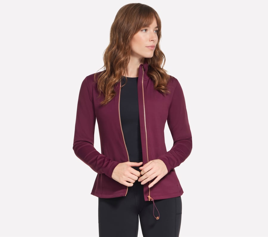 GO FLEX Harmony Full Zip Jacket, BURGUNDY / PINK, fullimage number 0