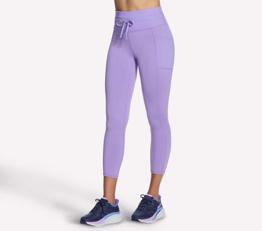 GO WALK Rib Mix High Waisted 7/8 Legging, PURPLE / CORAL, fullimage number 0