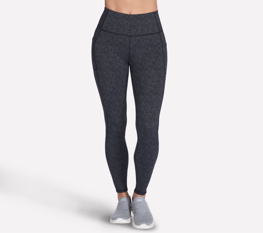 GO WALK Full Length High-Waisted Daisies Legging, GUNMETAL / BLACK, fullimage number 0