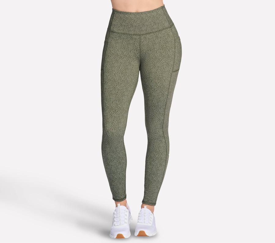 GO WALK Full Length High-Waisted Daisies Legging, OLIVE / LIME, fullimage number 0