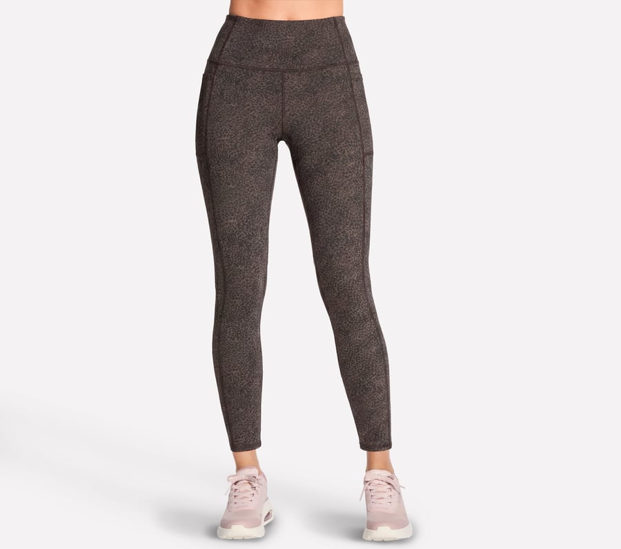 GO WALK Printed Full Length High-Waisted Legging, BROWN / LIME, fullimage number 0