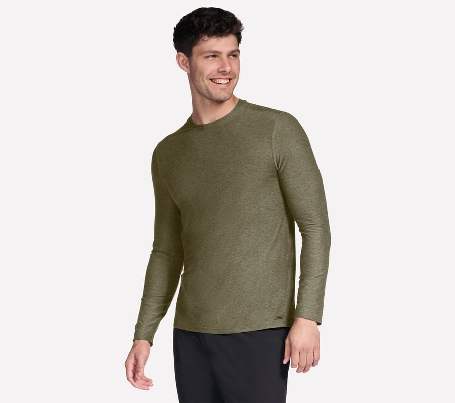 GO DRI All Day Long Sleeve Tee, OLIVE / GRAY, fullimage number 0