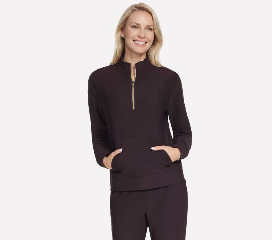 GO LUXE Rib 1/4 Zip, BROWN, fullimage number 0