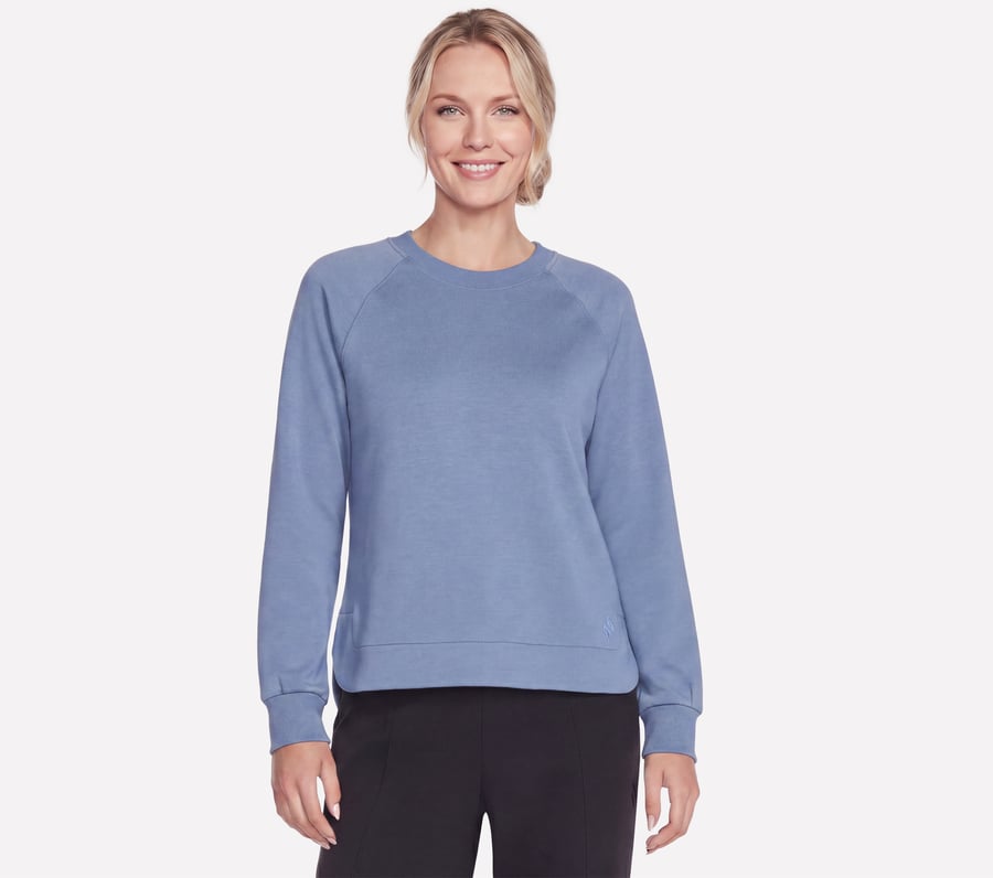 Cozy Luxe Crewneck, WHITE / BLUE, fullimage number 0