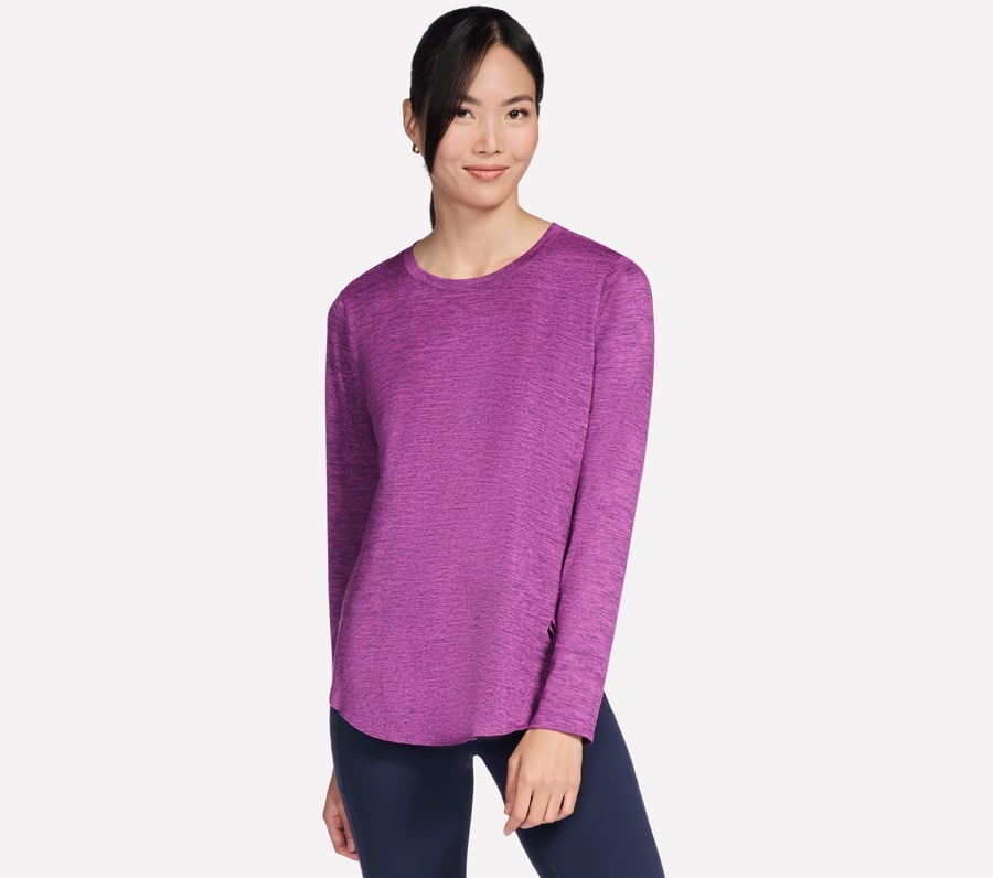 GO DRI Swift Long Sleeve Tunic Crew, NOIR / FUCHSIA, fullimage number 0