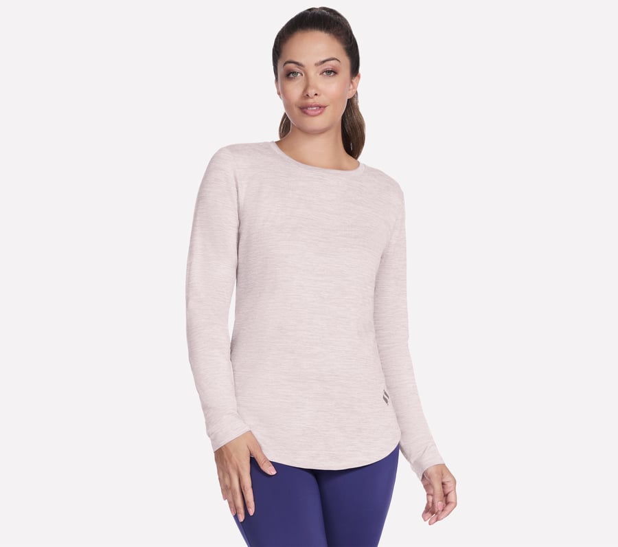 GO DRI Swift Long Sleeve Tunic Crew, WHITE / PINK, fullimage number 0