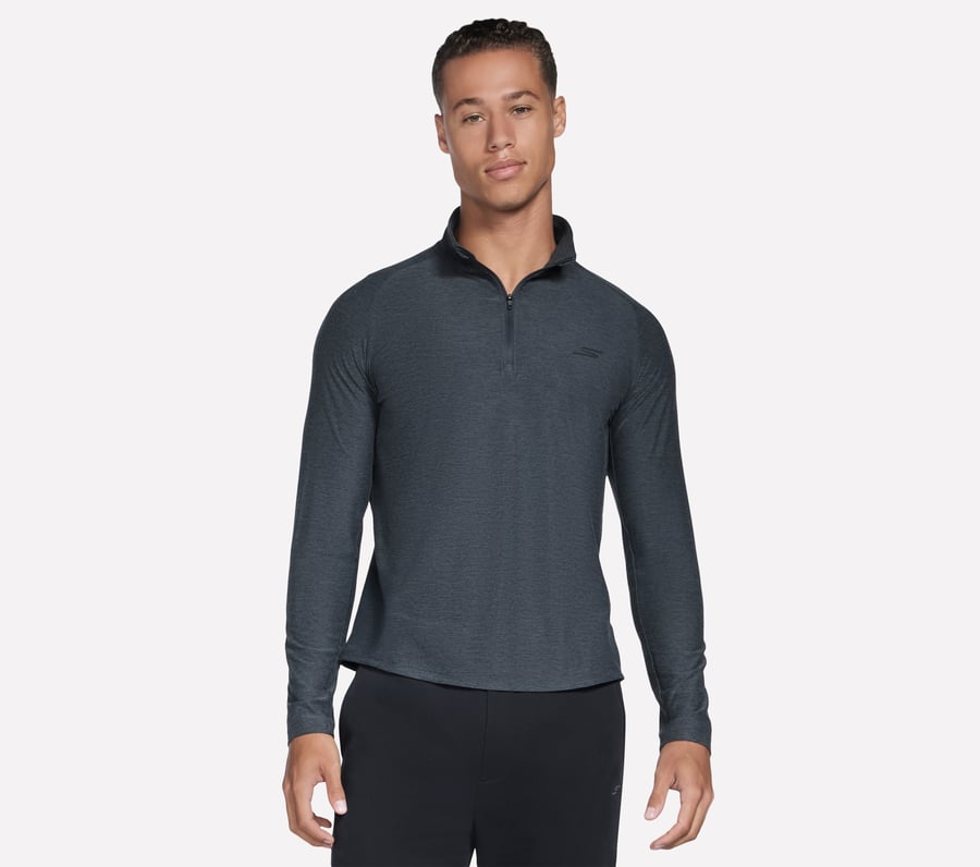 GO DRI All Day Performance 1/4 Zip, BLACK / CHARCOAL, fullimage number 0