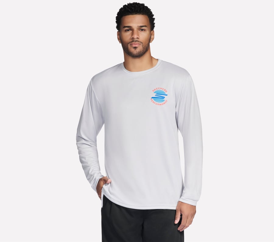 Skechers Long Sleeve Cross Tee, GRIS CLAIR, fullimage number 0