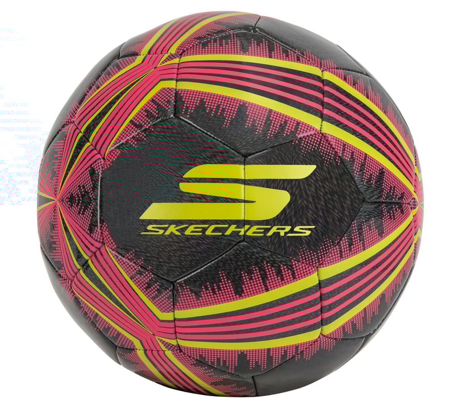 Hex Multi Mini Stripe Size 5 Soccer Ball, BLACK / CORAL, fullimage number 0