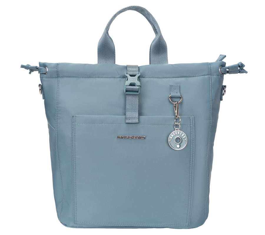 Convertible Backpack Buckle Bag, LIGHT GRAY / TURQUOISE, fullimage number 0