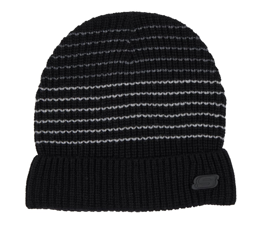 Striped Beanie, BLACK, fullimage number 0