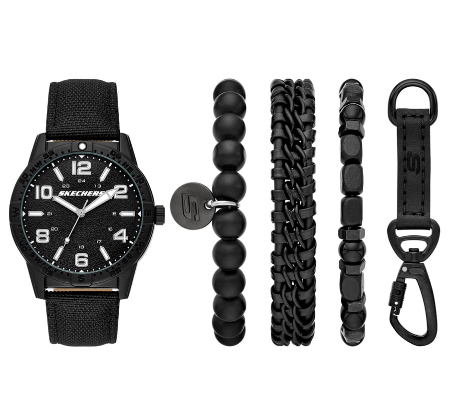 Black Bracelets Tool Watch Set, BLACK, fullimage number 0