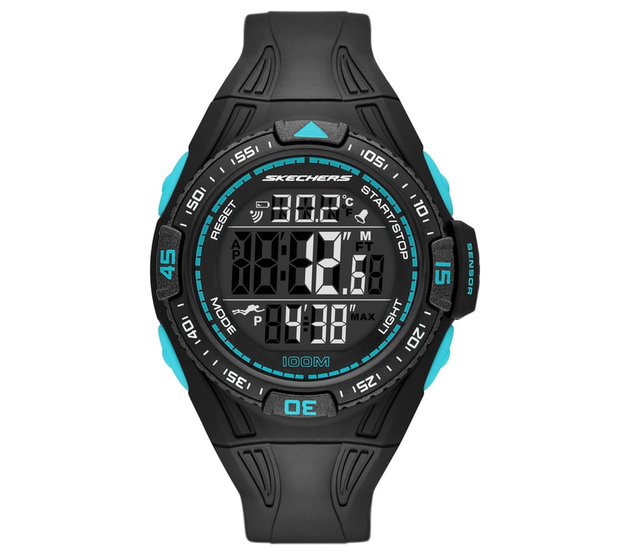 Digital Long Strap Watch, NOIR / TURQUOISE, fullimage number 0