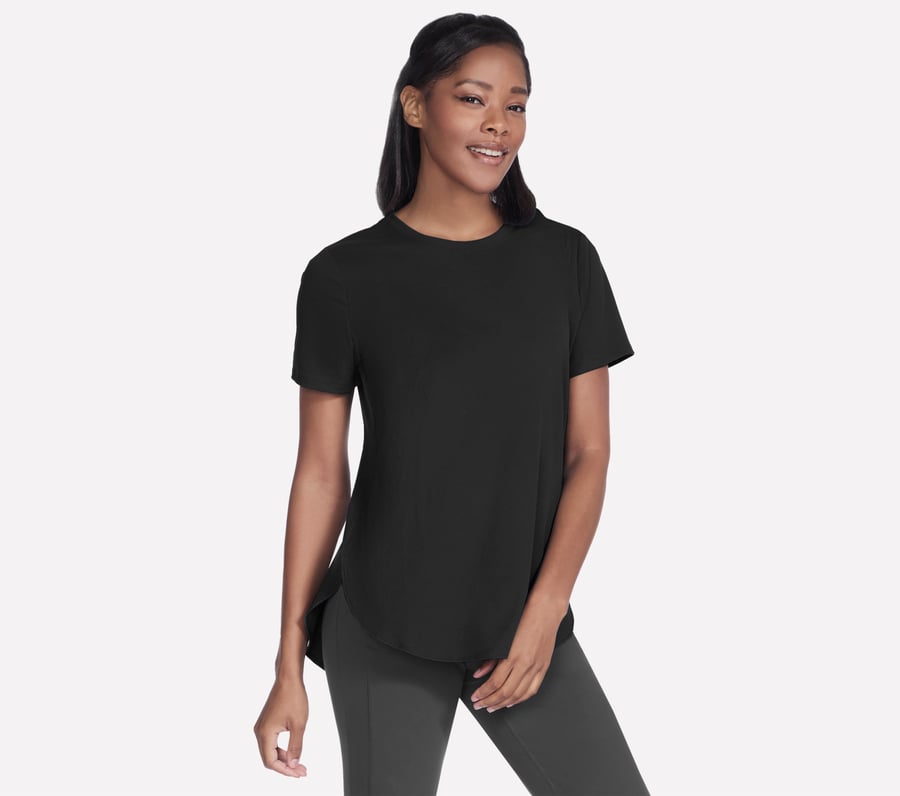 GO WALK Luxe Rib Tunic Tee, BLACK, fullimage number 0
